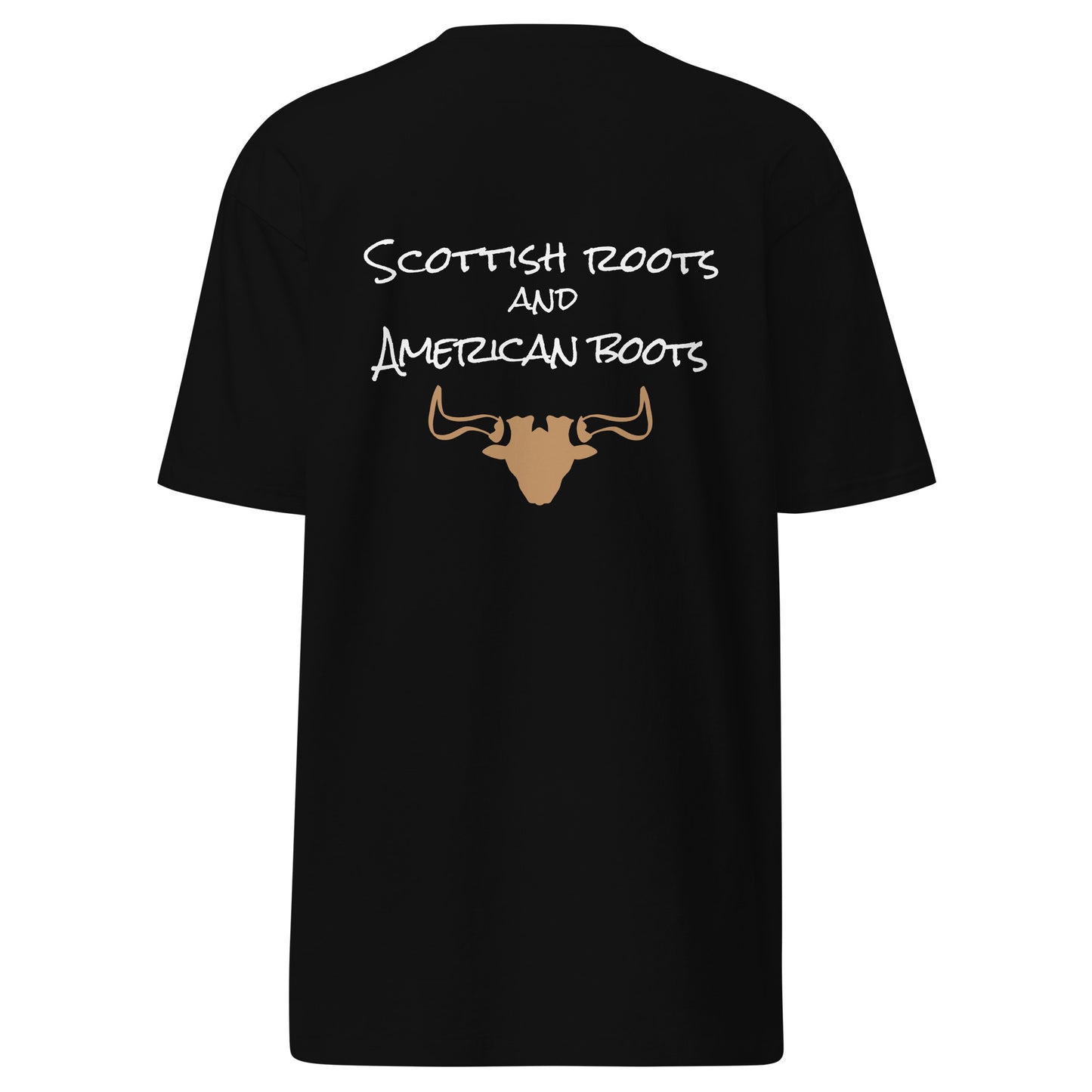 Men’s premium heavyweight tee - Scottish roots, American boots