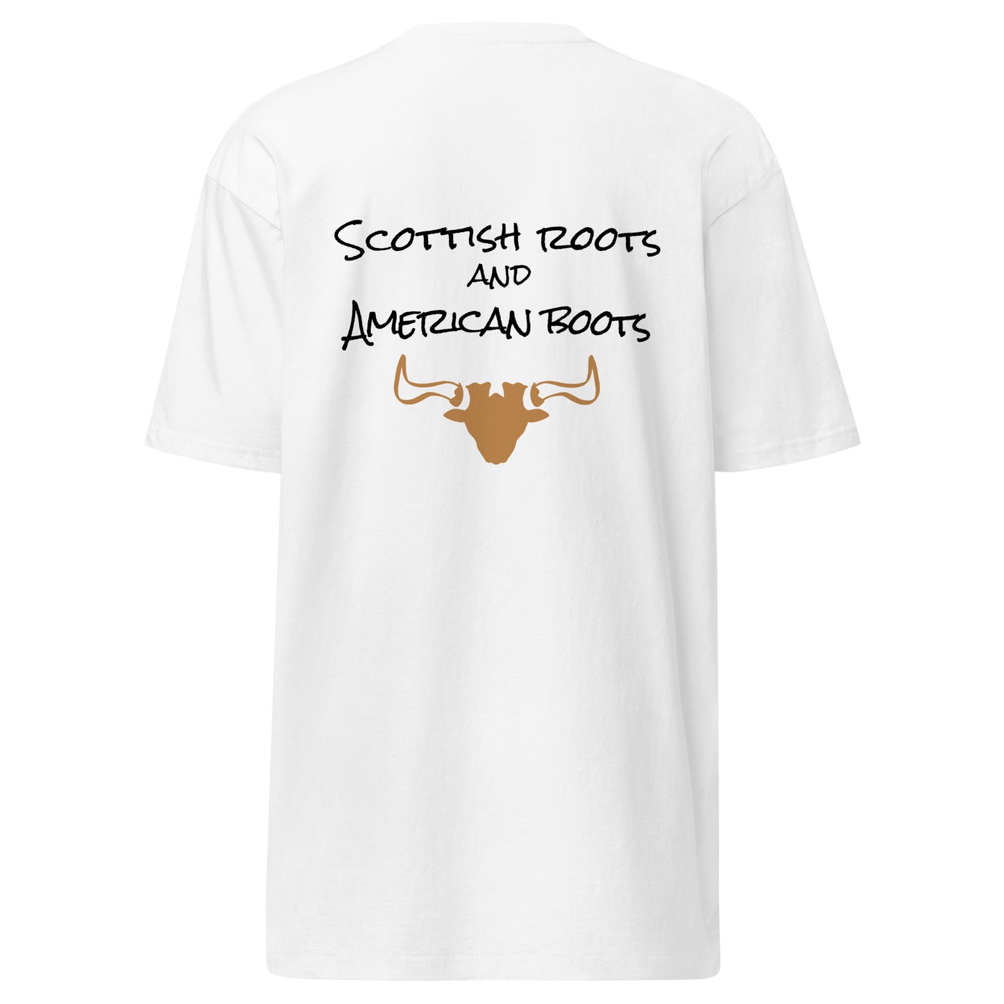 Men’s premium heavyweight tee - Scottish roots, American boots